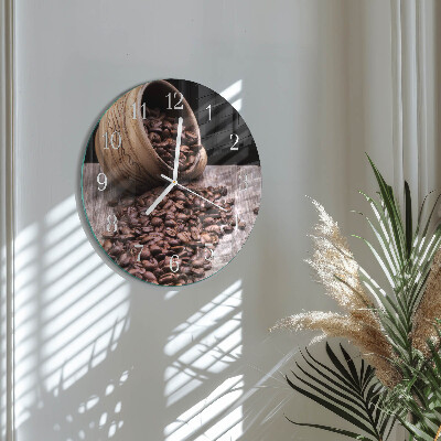 Glas wanduhr Kaffeebohnen