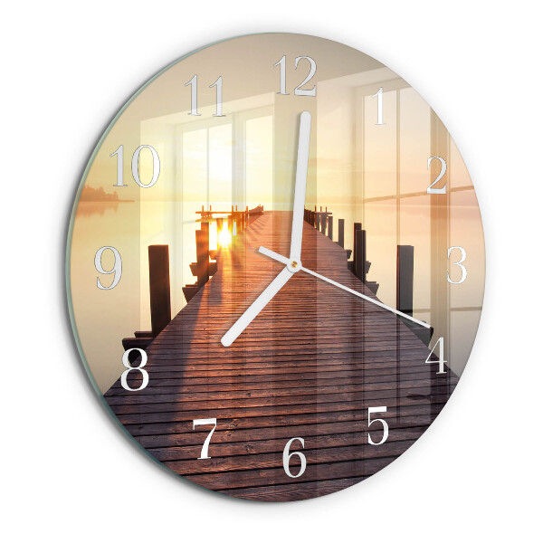 Glas wanduhr Brücke über den See