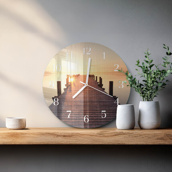 Glas wanduhr Brücke über den See