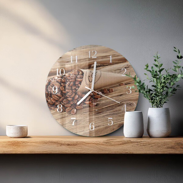 Glas wanduhr Kaffeebohnen