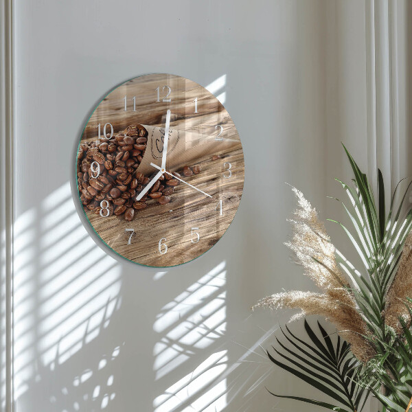 Glas wanduhr Kaffeebohnen