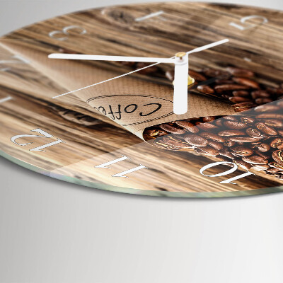 Glas wanduhr Kaffeebohnen