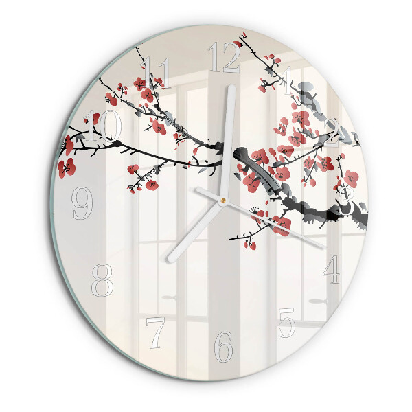 Glas wanduhr Blumen