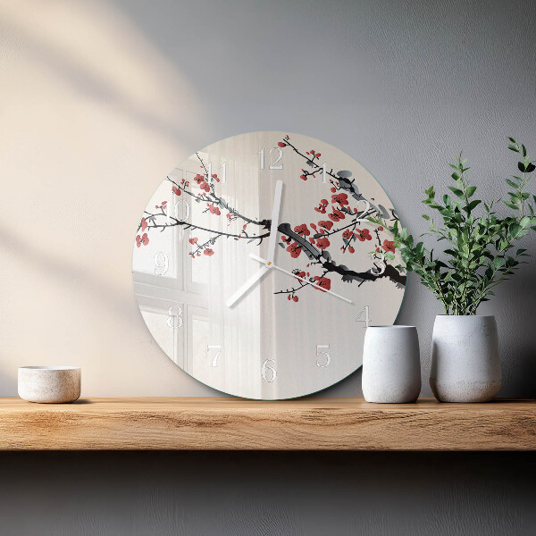 Glas wanduhr Blumen