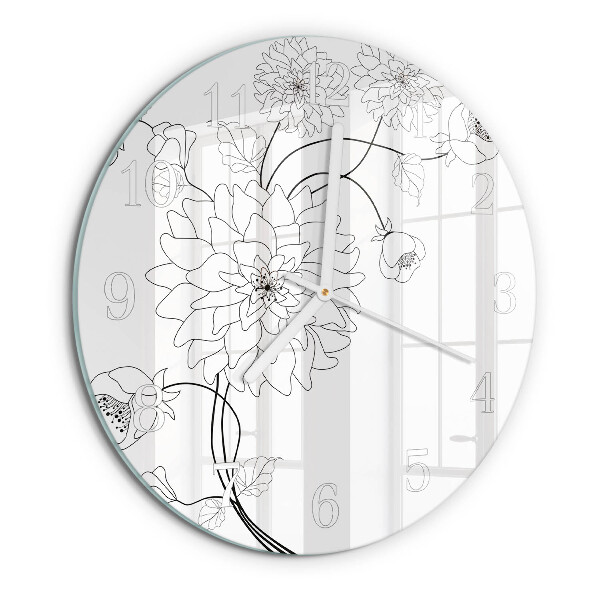 Glas wanduhr Blumen