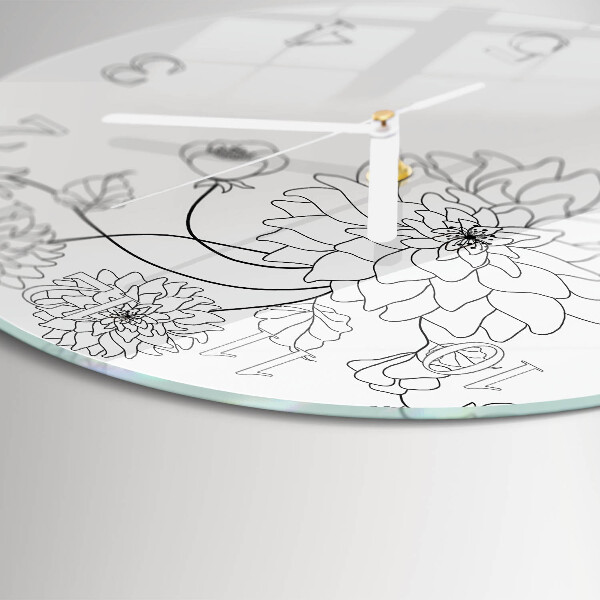 Glas wanduhr Blumen