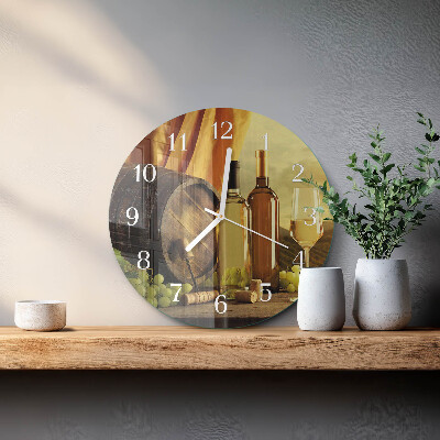 Glas wanduhr Weinfass
