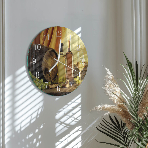 Glas wanduhr Weinfass