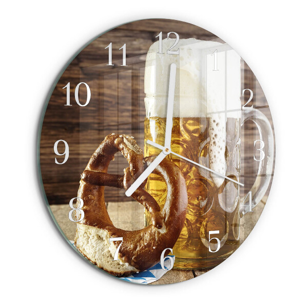 Glas wanduhr Bierbrezel