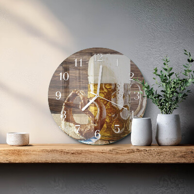 Glas wanduhr Bierbrezel