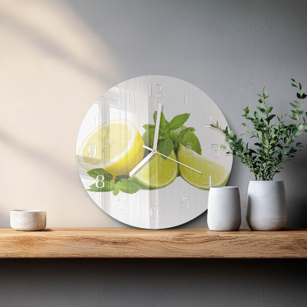 Glas wanduhr Zitronenminze