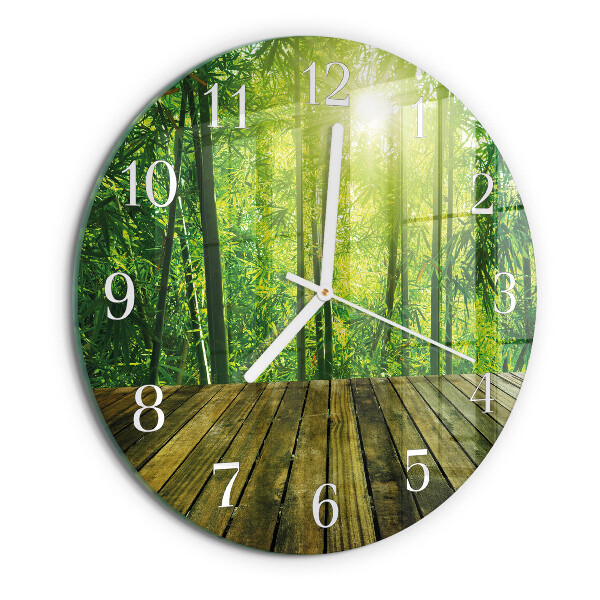 Glas wanduhr Bambus