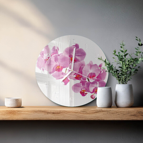 Glas wanduhr Orchidee