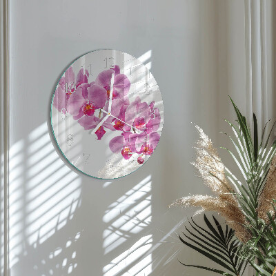 Glas wanduhr Orchidee