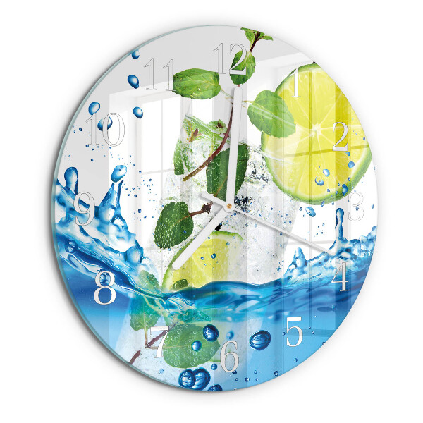 Glas wanduhr Limette und Minze