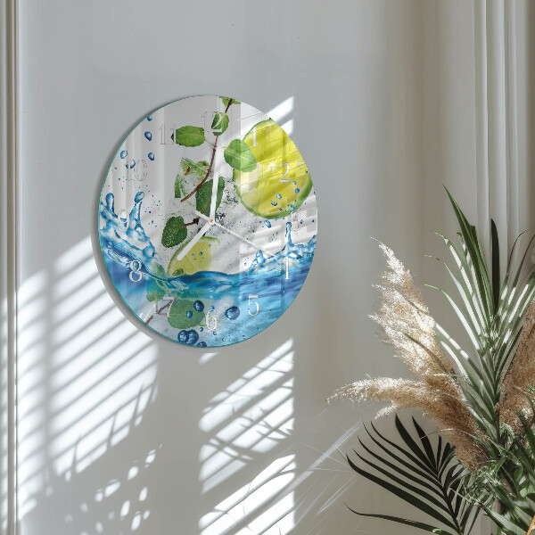Glas wanduhr Limette und Minze