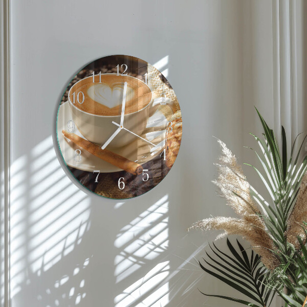 Glas wanduhr Kaffeeherz