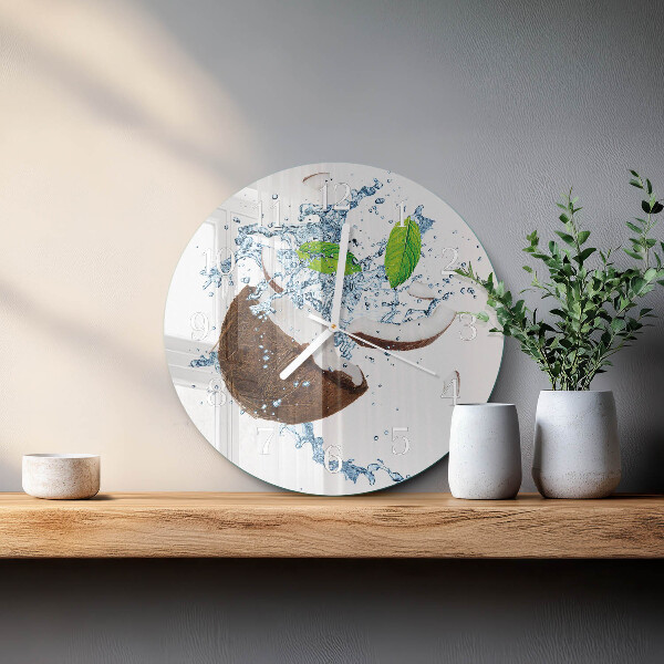 Glas wanduhr Kokosnuss