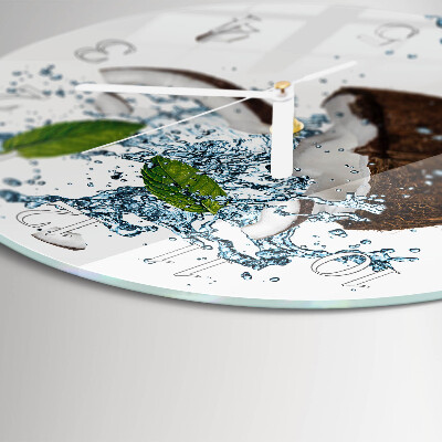 Glas wanduhr Kokosnuss