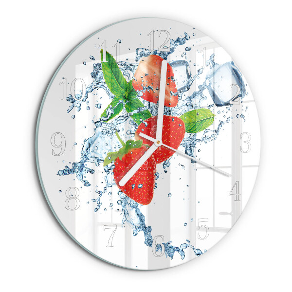 Glas wanduhr Erdbeeren