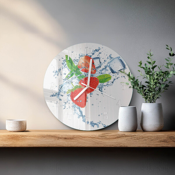 Glas wanduhr Erdbeeren