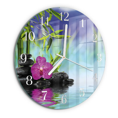 Glas wanduhr Spa Orchidee