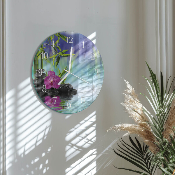 Glas wanduhr Spa Orchidee