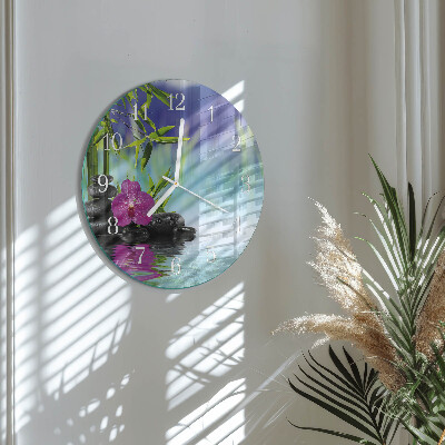 Glas wanduhr Spa Orchidee