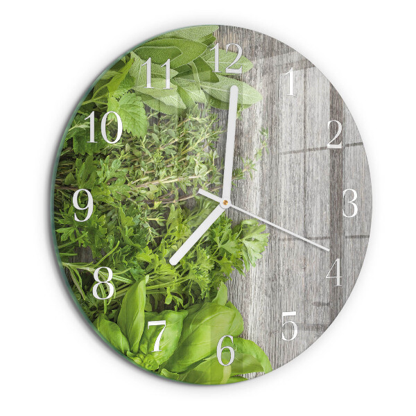 Glas wanduhr Kräuter