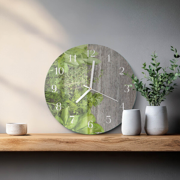 Glas wanduhr Kräuter