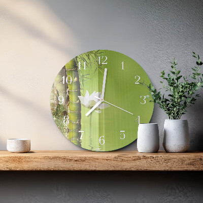 Glas wanduhr Bambus