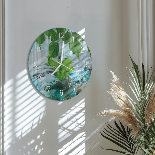 Glas wanduhr Blätter
