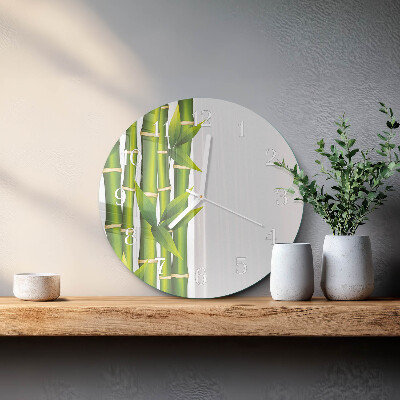 Glas wanduhr Bambus
