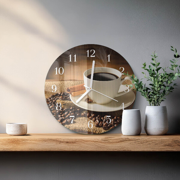 Glas wanduhr Kaffee