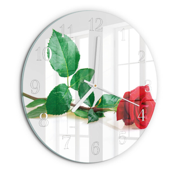 Glas wanduhr Rose