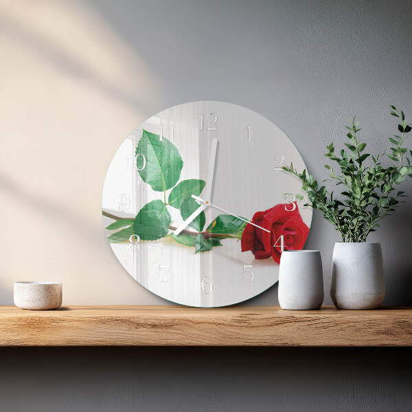Glas wanduhr Rose