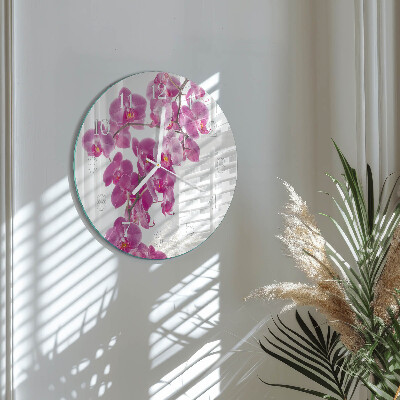 Glas wanduhr Orchidee