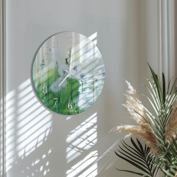 Glas wanduhr Wiese