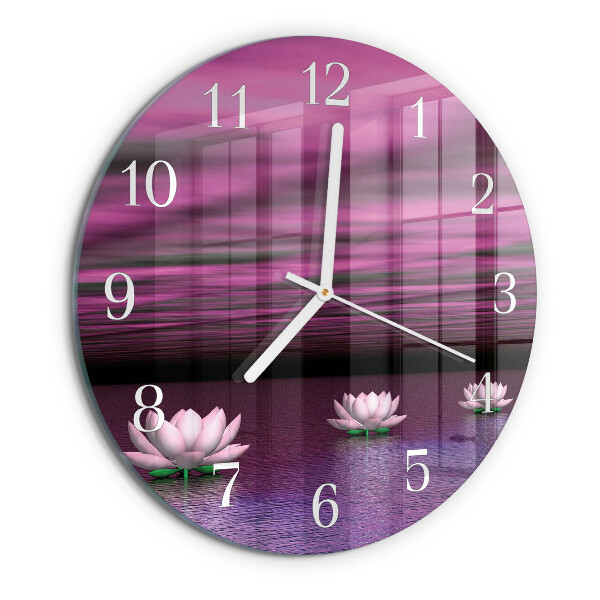 Glas wanduhr Seerosen