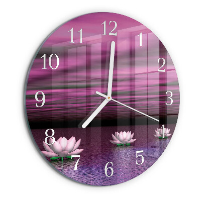 Glas wanduhr Seerosen