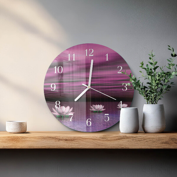 Glas wanduhr Seerosen
