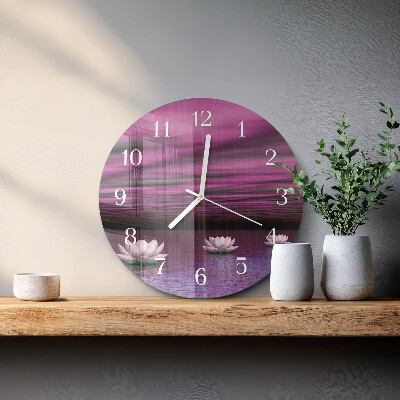 Glas wanduhr Seerosen