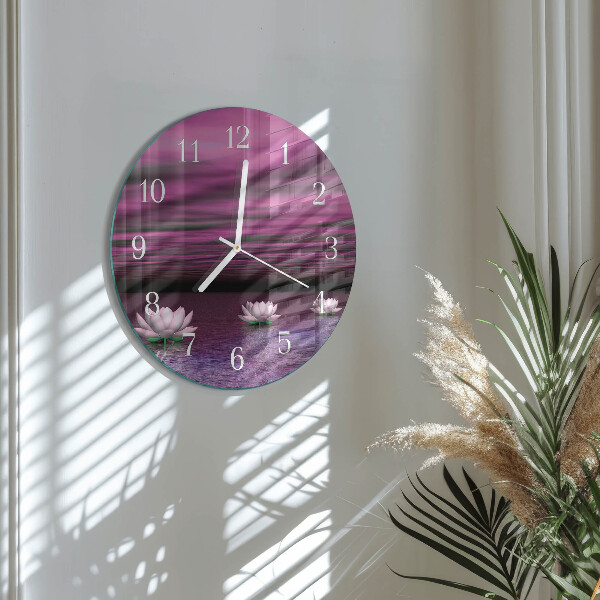 Glas wanduhr Seerosen