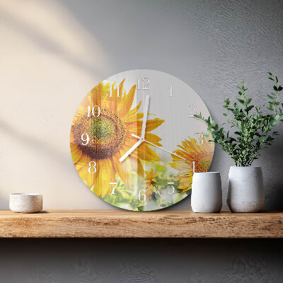Glas wanduhr Sonnenblume