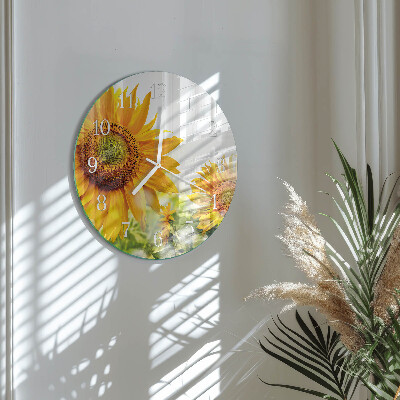 Glas wanduhr Sonnenblume