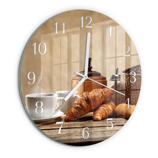 Glas wanduhr Croissants