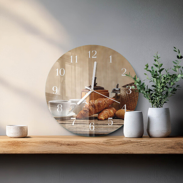 Glas wanduhr Croissants