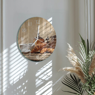 Glas wanduhr Croissants