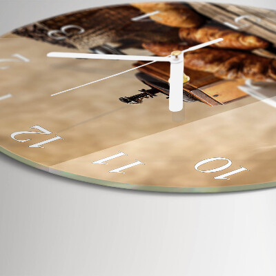 Glas wanduhr Croissants