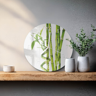 Glas wanduhr Bambus